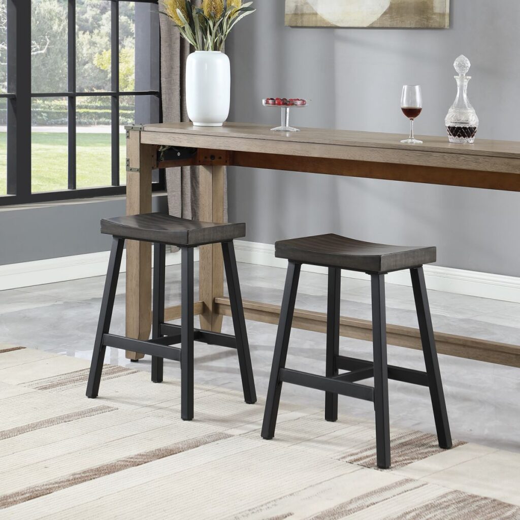 rustic solid wood bar stools set of 2